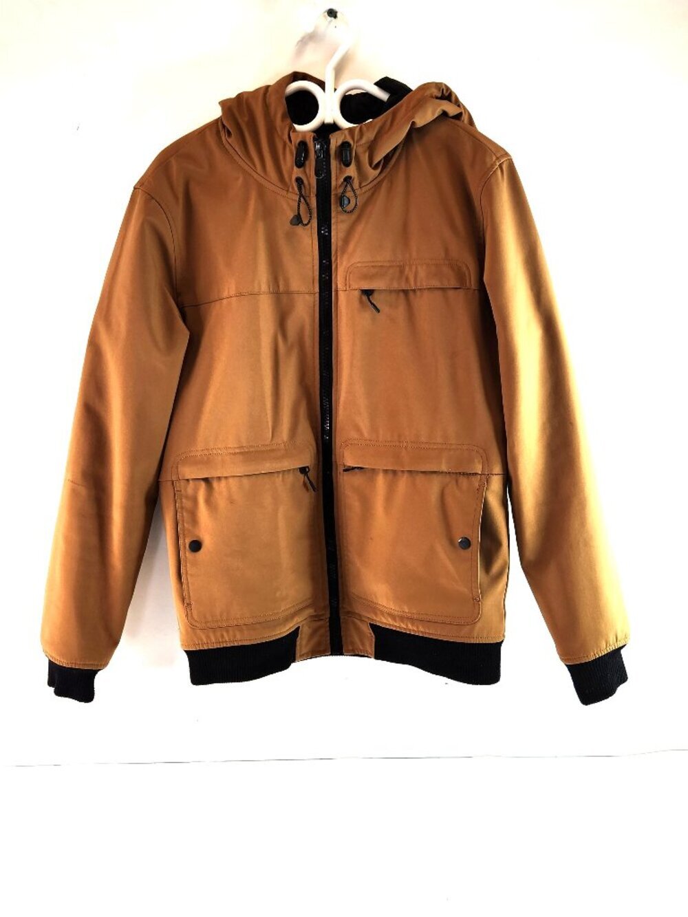 Bershka Mens Light Brown Zip Up Jacket w/ Back Pocket Size Medium